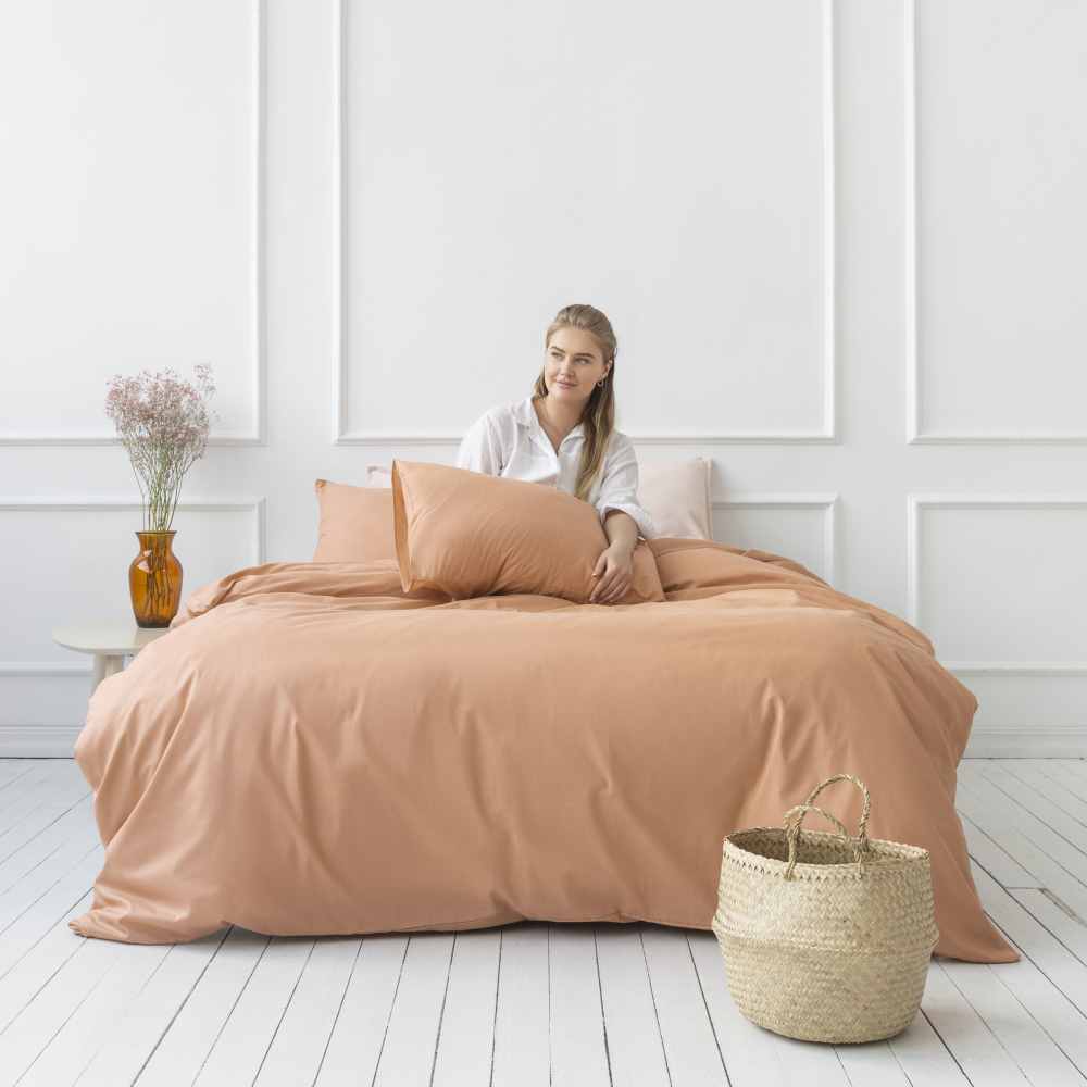 Gultas veļas komplekts „Classic orange“. Kokvilnas gultas veļa, 140x200 cm