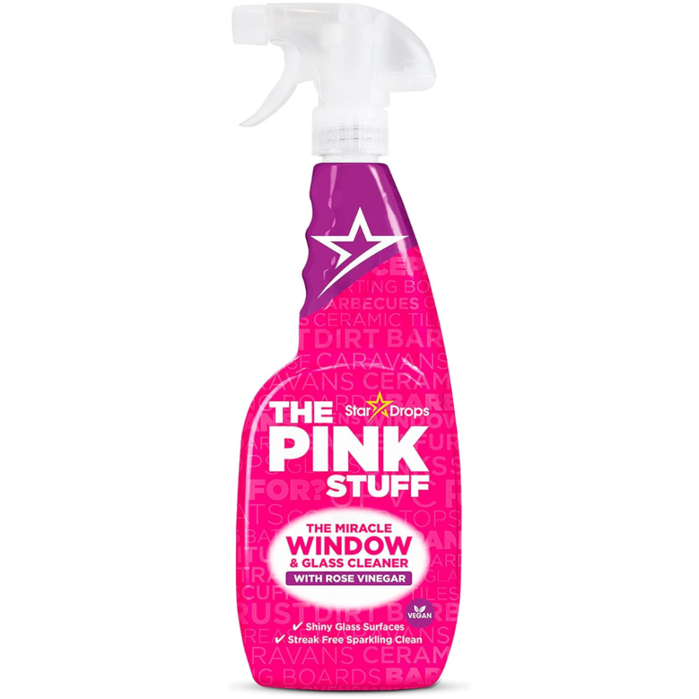 Logu tīrīšanas līdzeklis “Window spray”. Tīrītāji. Rožu etiķa logu tīrīšanas līdzeklis: the pink stuff, spīdumam bez svītrām.