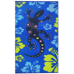 Pludmales dvielis "Lizard“. Dvieļi. Tumši zils pludmales dvielis ar lielu ķirzakas rakstu rozā un salātu krāsās, kas jūsu pludmales dienai piešķirs rotaļīgumu.